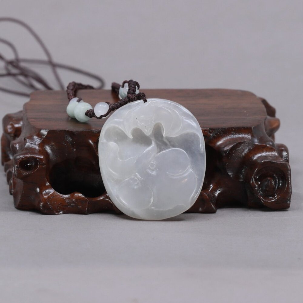 Chinese Hetian Jade Pendant w Fotune Bat & Ruyi